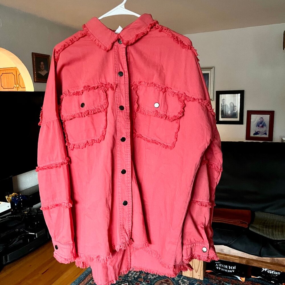 ELAN Limited Edition Rock & Roll 'Devan' Distressed Coral JACKET Size: M - Picture 7 of 13